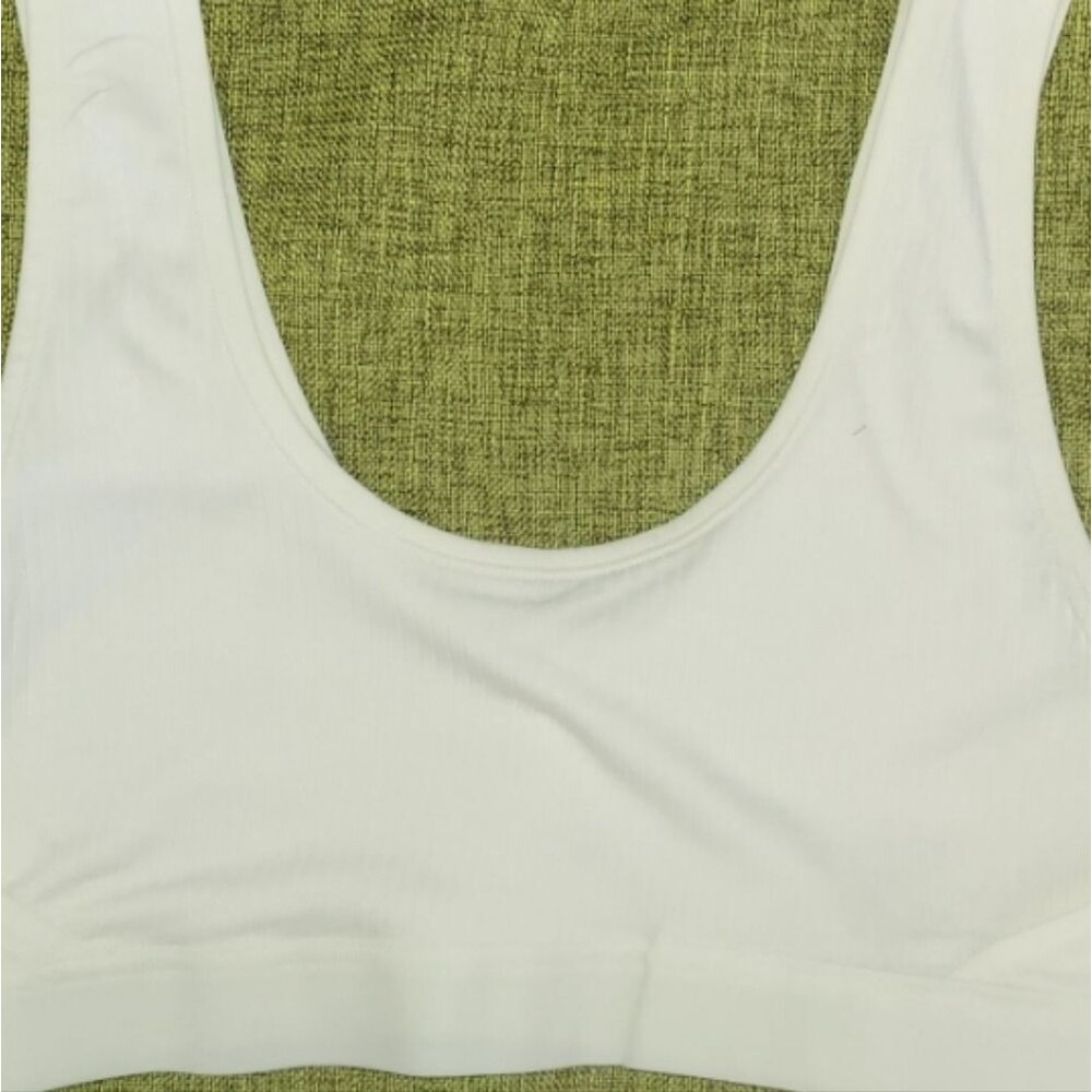 Auden Womens Cotton Stretch Unlined Scoop Bralette White - Picture 3 of 12